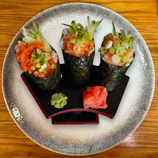 Spicy Salmon Hand Roll.
